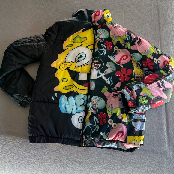 Members Only x Nickelodeon Black Reversible Puffer Jacket - Picture 1 of 16